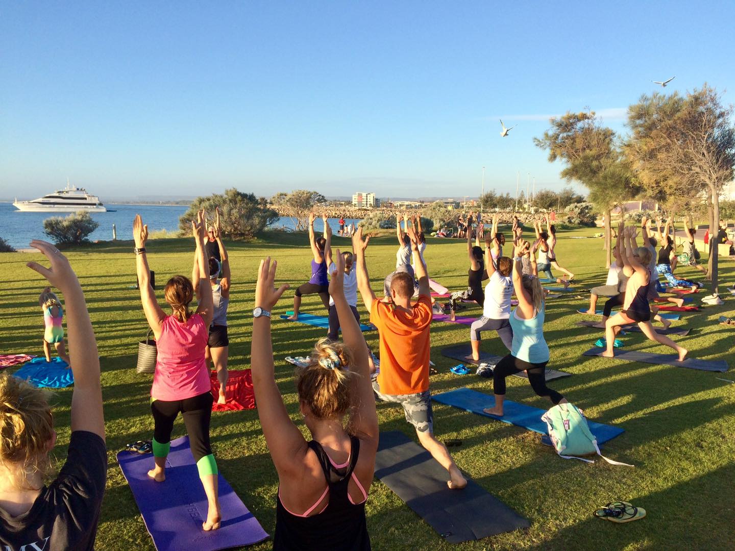 Sunset yoga on Geraldton Foreshore 