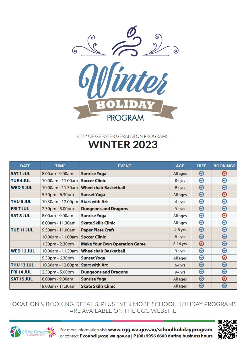 Winter School Holiday Program 2023