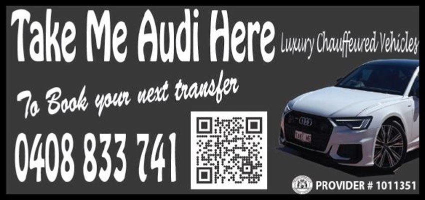 Take Me Audi here - QR code link to bookings page on website