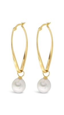 Latitude Jewellers - South Sea Pearl Hoop Earrings in Gold